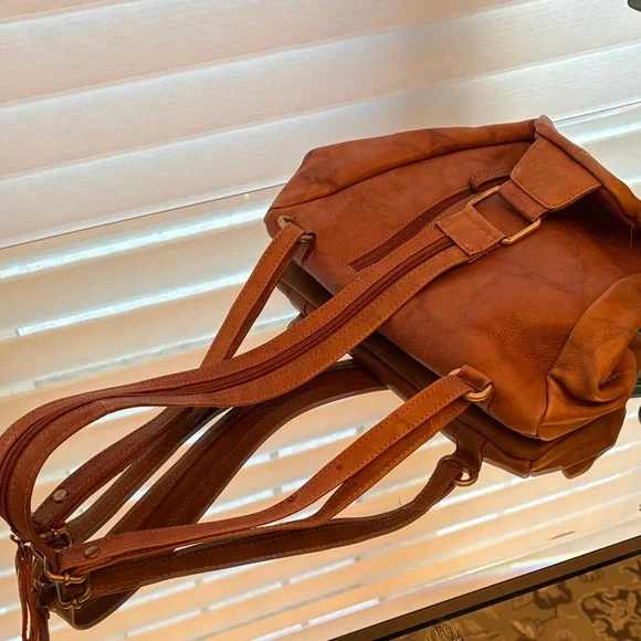 Brown Leather Backpack - Picture 3 of 3